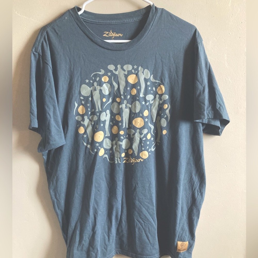 Men’s XL ,Zildjian, blue, cymbal, t-shirt ￼